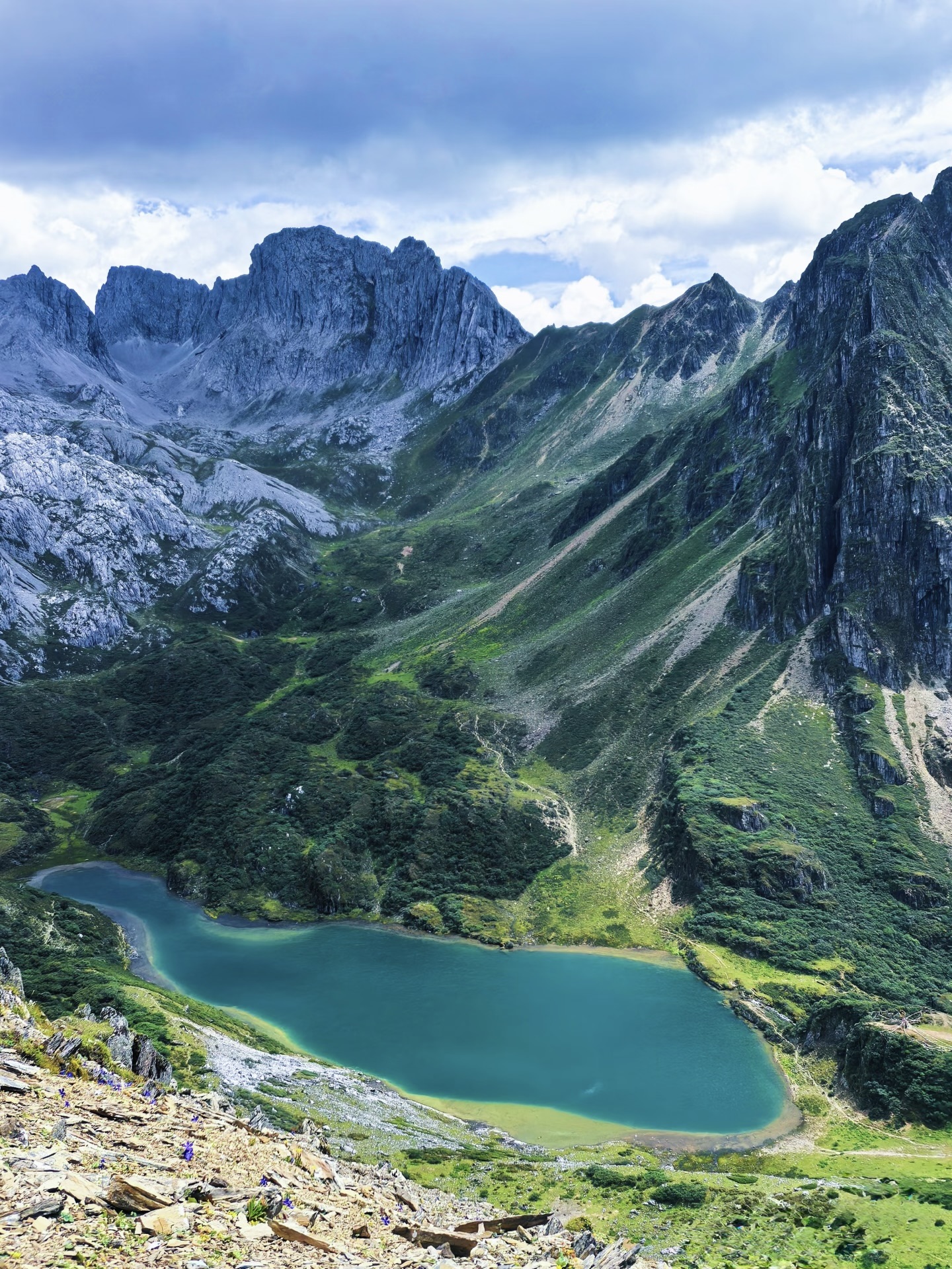 Turquoise alpine lake of Abujicuo at 4,220 m above Shangri-La — hero image for the Abujicuo Day Hike by Boutique China