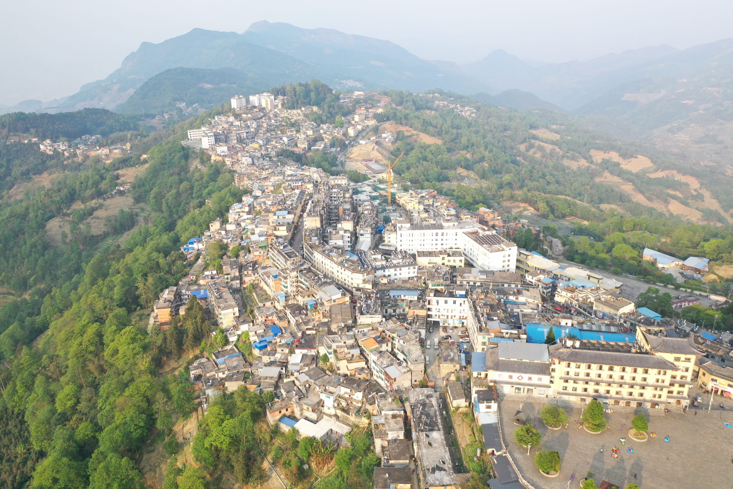 A hillside Yunnan town from above