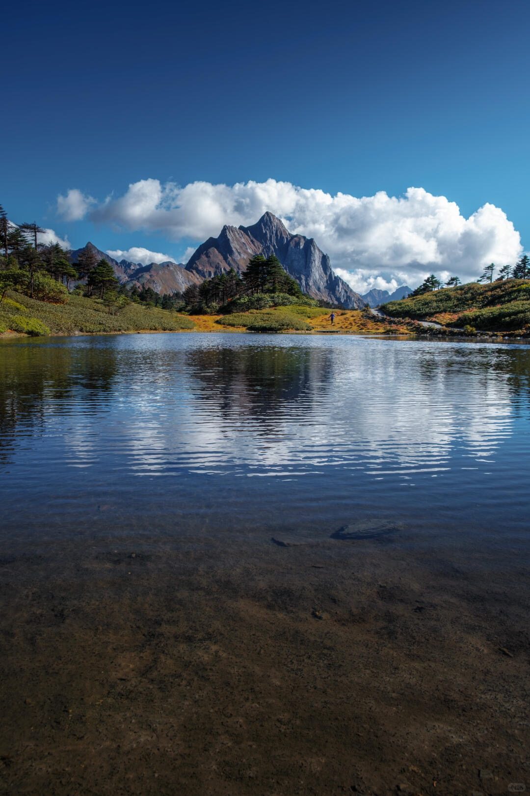 An alpine lake on Peacock Mountain, the Biluo range crossing between the Nu and the Lancang