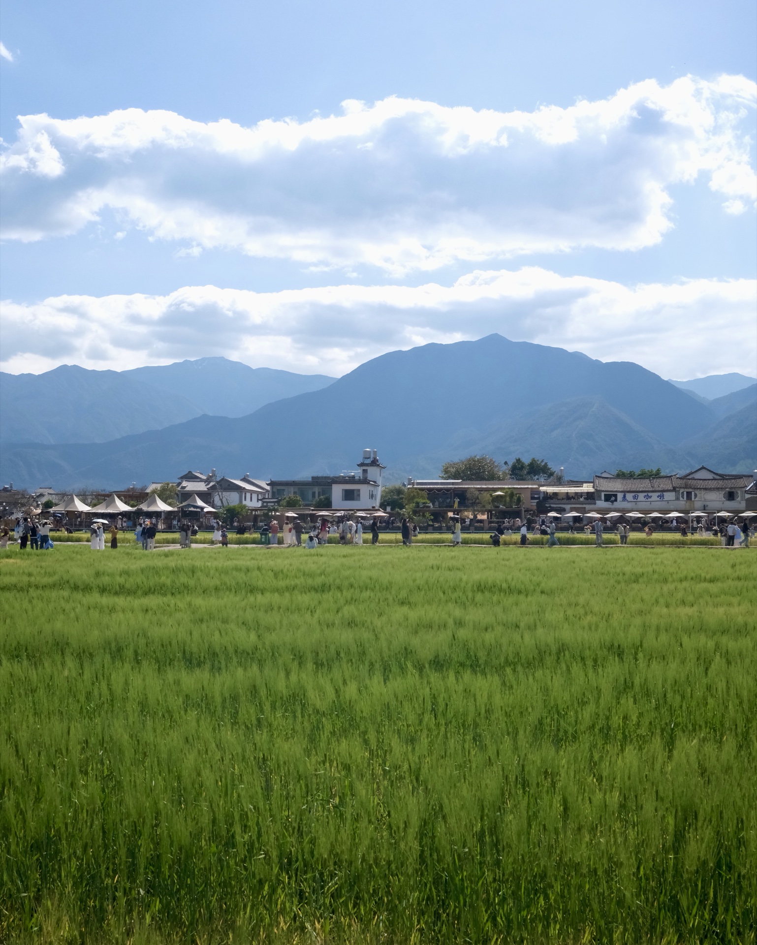 The Tacheng valley — village and fields under the mountains